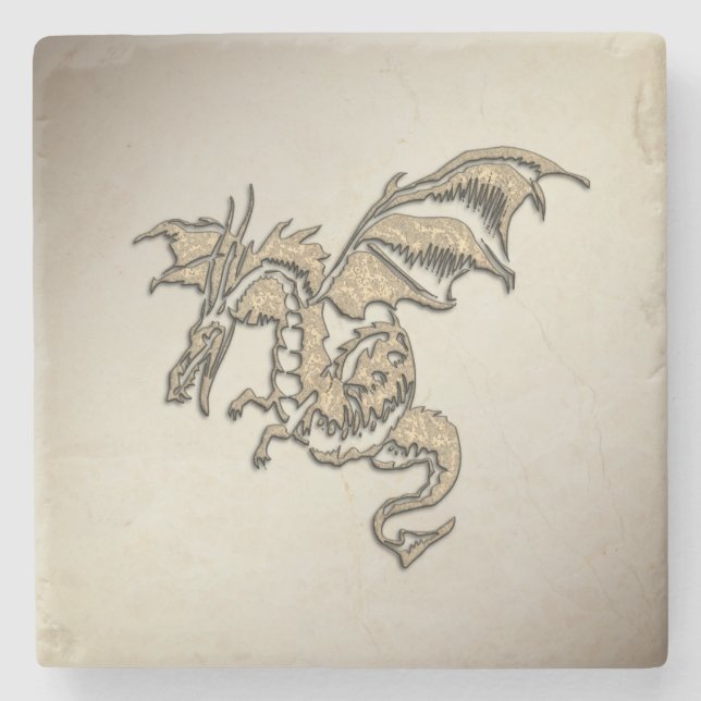 Dessous-de-verre En Pierre Golden Dragon (Devant)