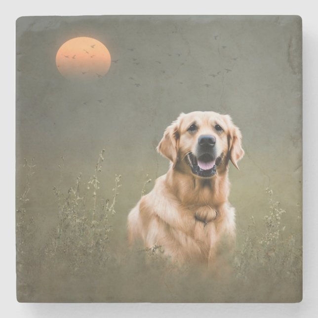 Dessous-de-verre En Pierre Golden Retriever (Devant)