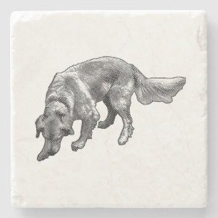 Dessous-de-verre En Pierre Golden Retriever avec Expression Joyeuse