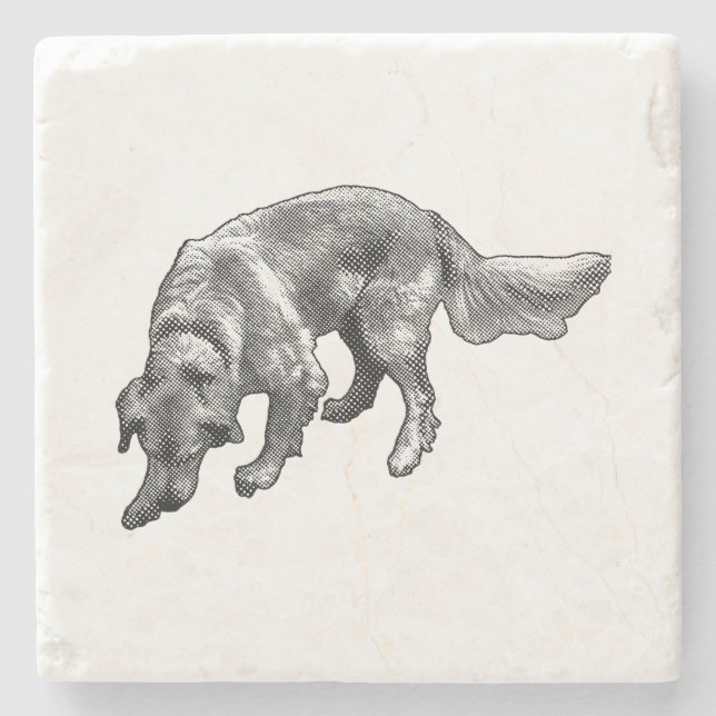 Dessous-de-verre En Pierre Golden Retriever avec Expression Joyeuse (Devant)