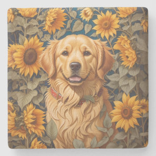 Dessous-de-verre En Pierre Golden Retriever Chien Dans Le Terrain De Tourneso