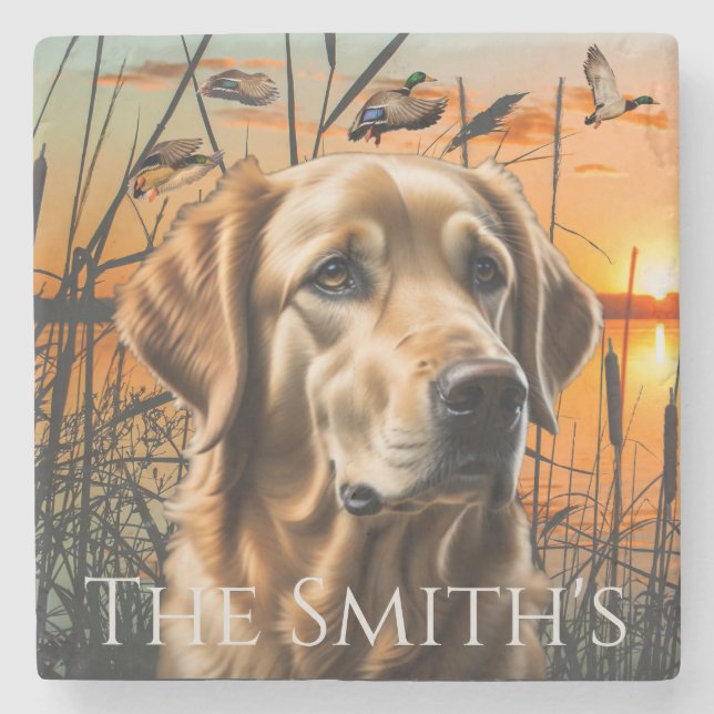 Dessous-de-verre En Pierre Golden Retriever Personnalisé (Devant)
