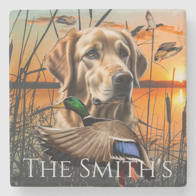 Dessous-de-verre En Pierre Golden Retriever Personnalisé (Devant)