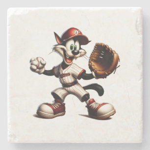 Dessous-de-verre En Pierre Goofy Cat Baseball Pitcher Monte