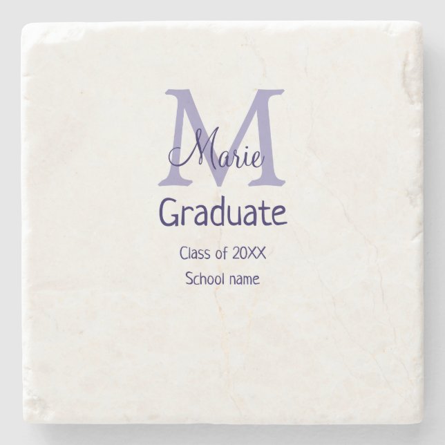 Dessous-de-verre En Pierre Gradué ajouter nom monogramme violet simple m mini (Devant)