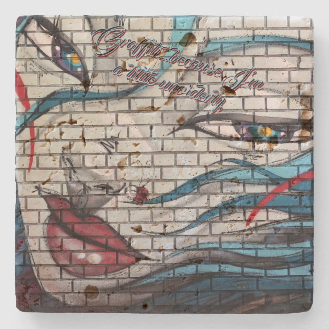 Dessous-de-verre En Pierre Graffiti de fille asiatique  (Devant)