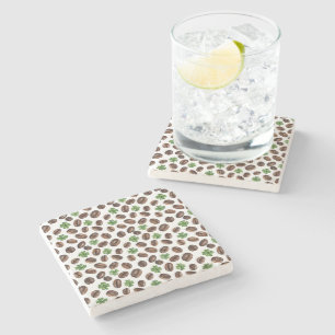 Dessous-de-verre En Pierre Grains de café irlandais et trèfles design amusant
