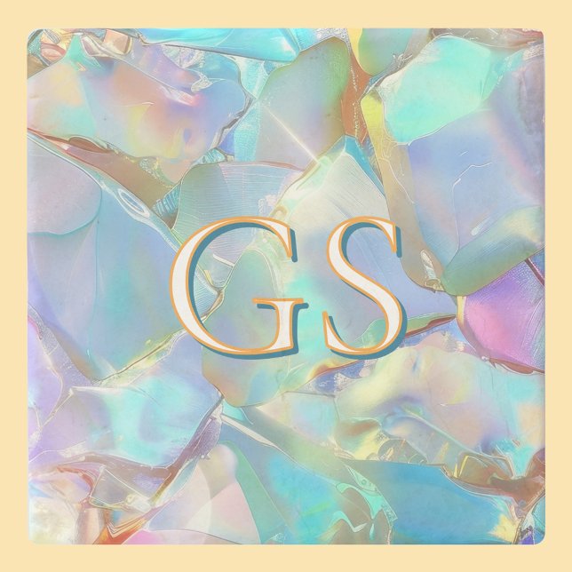 Dessous-de-verre En Pierre Grand monogramme ou nom sur Opal (Créateur téléchargé)
