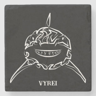 Dessous-de-verre En Pierre Grand requin blanc de la tribu noire et blanche