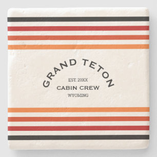 Dessous-de-verre En Pierre Grand Teton Cabine Club Custom Crest Park Stripe