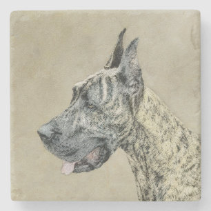 Dessous-de-verre En Pierre Grande Danse (Brindle) Peinture - Art Chien origin