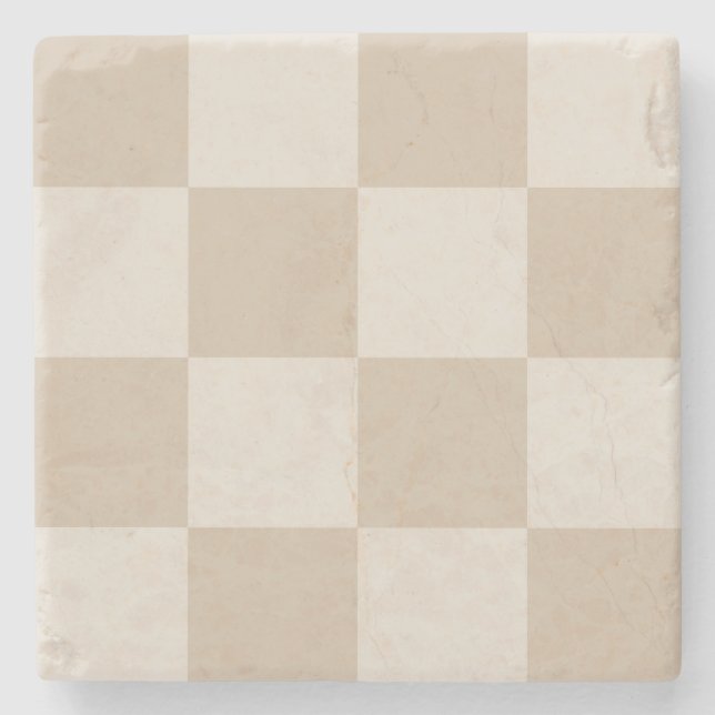 Dessous-de-verre En Pierre Grands Damiers Beige (Devant)