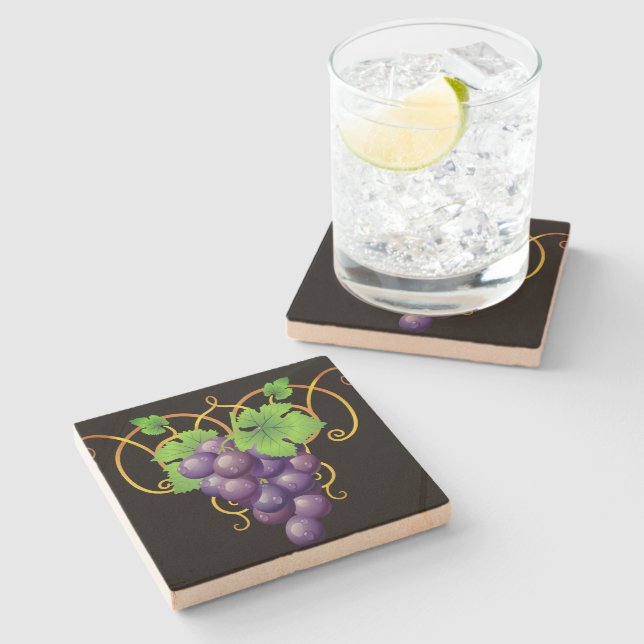 Dessous-de-verre En Pierre Grapes Stone Coaster (Côté)