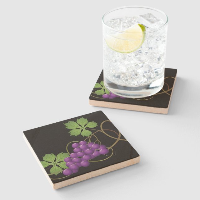 Dessous-de-verre En Pierre Grapes Stone Coaster (Côté)