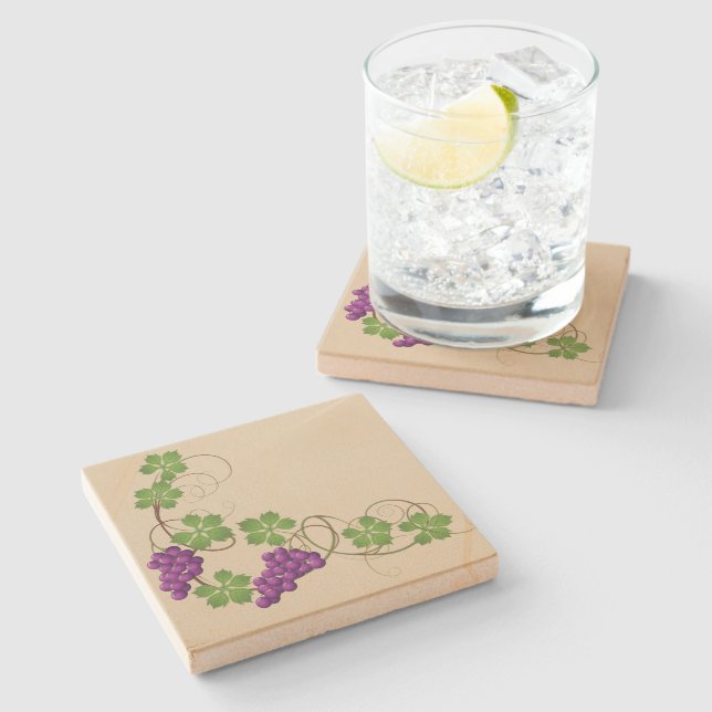 Dessous-de-verre En Pierre Grapes Stone Coaster (Côté)