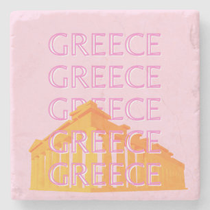 Dessous-de-verre En Pierre Grèce, Art Voyage, Rose