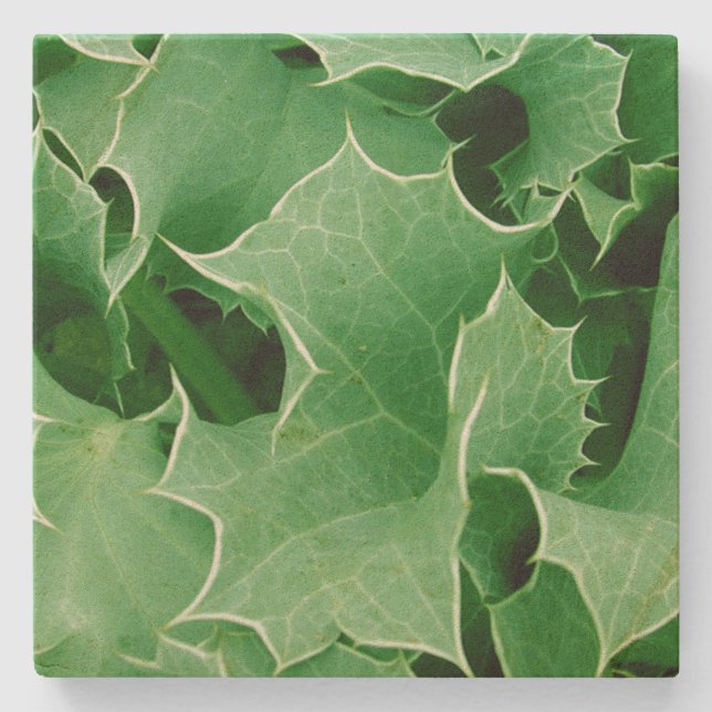 Dessous-de-verre En Pierre Green Christmas Holly (Devant)