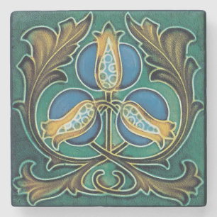 Dessous-de-verre En Pierre Grenade Bleue Rustique Faux-Majolica