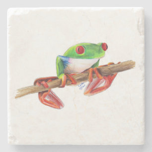 Dessous-de-verre En Pierre Grenouille des arbres Treefrog jolie illustration 