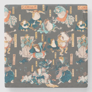 Dessous-de-verre En Pierre Grenouille japonaise ukiyo-e Froggies