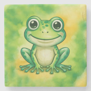 Dessous-de-verre En Pierre Grenouille mignonne verte