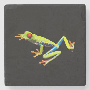 Dessous-de-verre En Pierre Grenouille peinte aux yeux rouges