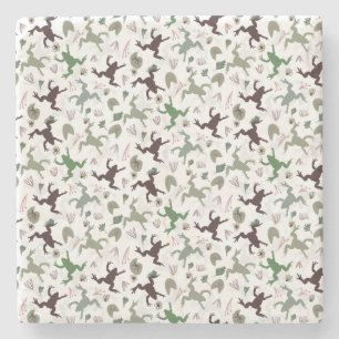 Dessous-de-verre En Pierre Grenouilles mignonnes motif floral de la nature