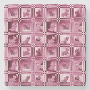 Dessous-de-verre En Pierre Grille de chiots écossais à motifs