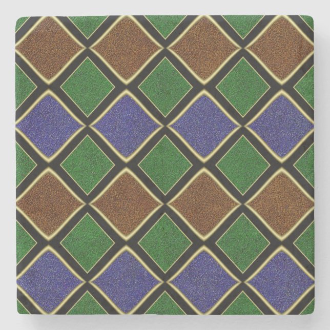 Dessous-de-verre En Pierre Grille Diamant Arlequin : Harmonie Texturée (Devant)