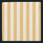 Dessous-de-verre En Pierre Grilles Verticales Moutarde Jaune Et Blanc Gratté<br><div class="desc">Bandes verticales - moutarde jaune et crème blanc rayé motif.</div>