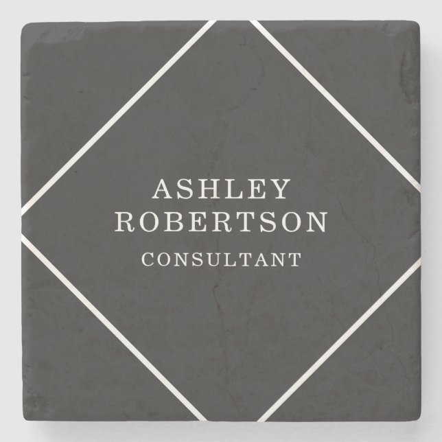 Dessous-de-verre En Pierre Gris Noir Professionnel Design tendance minimalist (Devant)