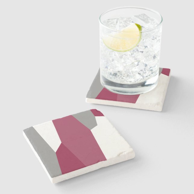 Dessous-de-verre En Pierre Gris rose et blanc (Côté)