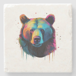 Dessous-de-verre En Pierre Grizzly Oear Amateurs Pop Art Big Grizzly Ours