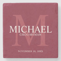Groomsmans personnalisés en rouge bordeaux