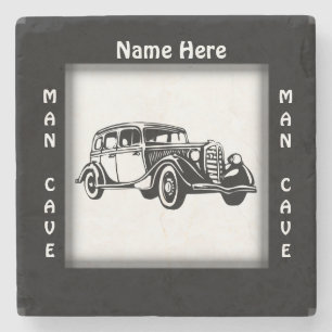 Dessous-de-verre En Pierre Grotte de l'homme de voiture ancienne PERSONNALISE