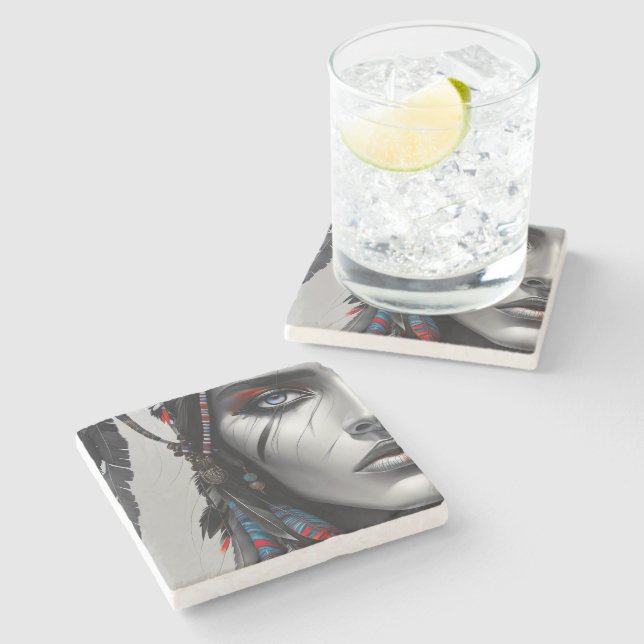 Dessous-de-verre En Pierre Guerrier tribal (Côté)