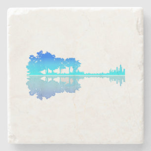 Dessous-de-verre En Pierre Guitar Lake Shadow Love Guitare Musicien