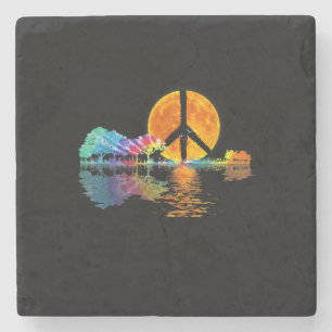 Dessous-de-verre En Pierre Guitare Guitare Lac Shadow Peace Love Guitare
