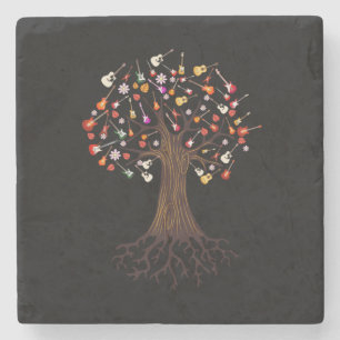 Dessous-de-verre En Pierre Guitariste Tree Guitar Anniversaire