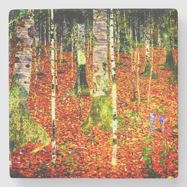 Dessous-de-verre En Pierre Gustav Klimt Birch Trees (Devant)