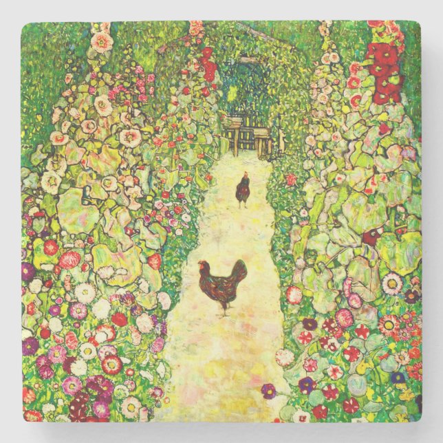 Dessous-de-verre En Pierre Gustav Klimt Garden with Chickens (Devant)
