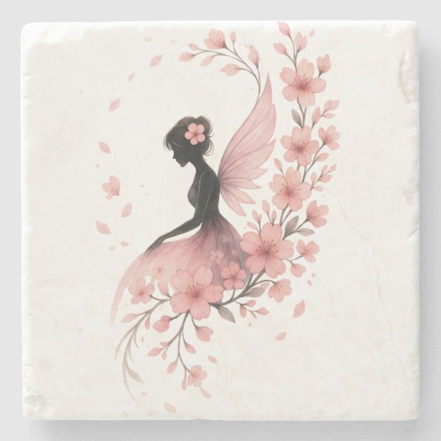 Dessous-de-verre En Pierre Hada Rosa con Flores de Sakura (Devant)