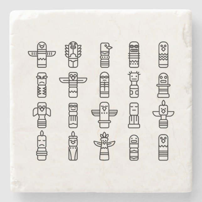 Dessous-de-verre En Pierre Haida Animaux Autochtones Indiens Haïda Autochtone (Devant)