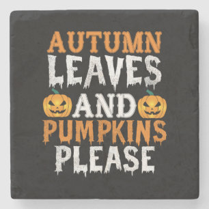Dessous-de-verre En Pierre Halloween Autumn Leaves and Pumkins Birthday
