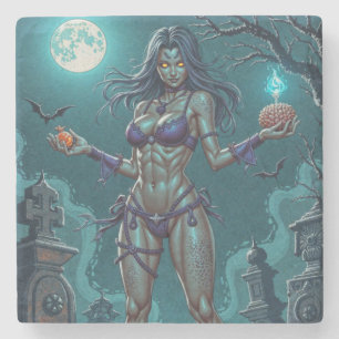 Dessous-de-verre En Pierre Halloween Cadeau ou Petite Amie Zombie avec des Ce