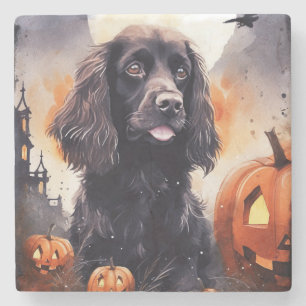 Dessous-de-verre En Pierre Halloween Cocker Spaniel Avec Citrouilles