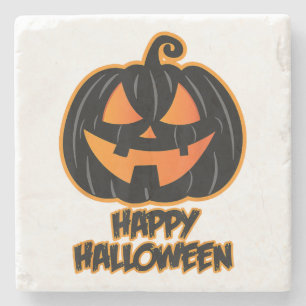 Dessous-de-verre En Pierre Halloween joyeuse pour les hommes et les femmes -
