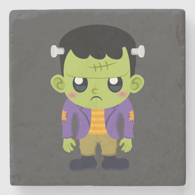 Dessous-de-verre En Pierre Halloween monstre Frankenstein Green (Devant)