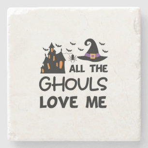 Dessous-de-verre En Pierre Halloween Tous Les Gouls M'Aiment Anniversaire