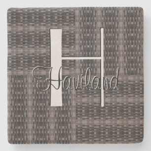 Dessous-de-verre En Pierre HAMbyWG Gris Design tissé - Monogramme
